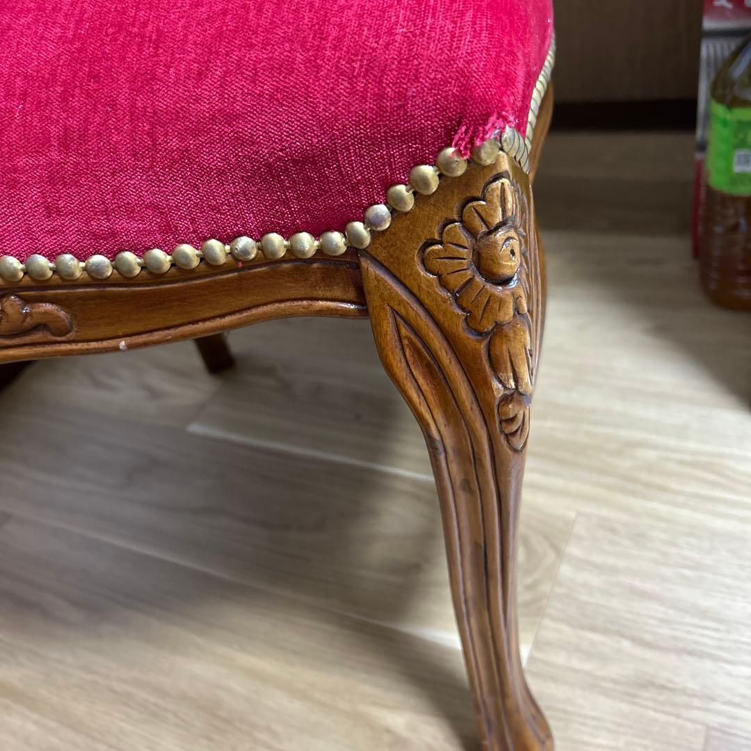 ロココ調　クラシック 赤い布製チェア　猫脚　レトロ　アンティーク