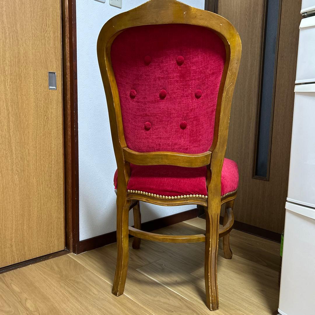 ロココ調　クラシック 赤い布製チェア　猫脚　レトロ　アンティーク