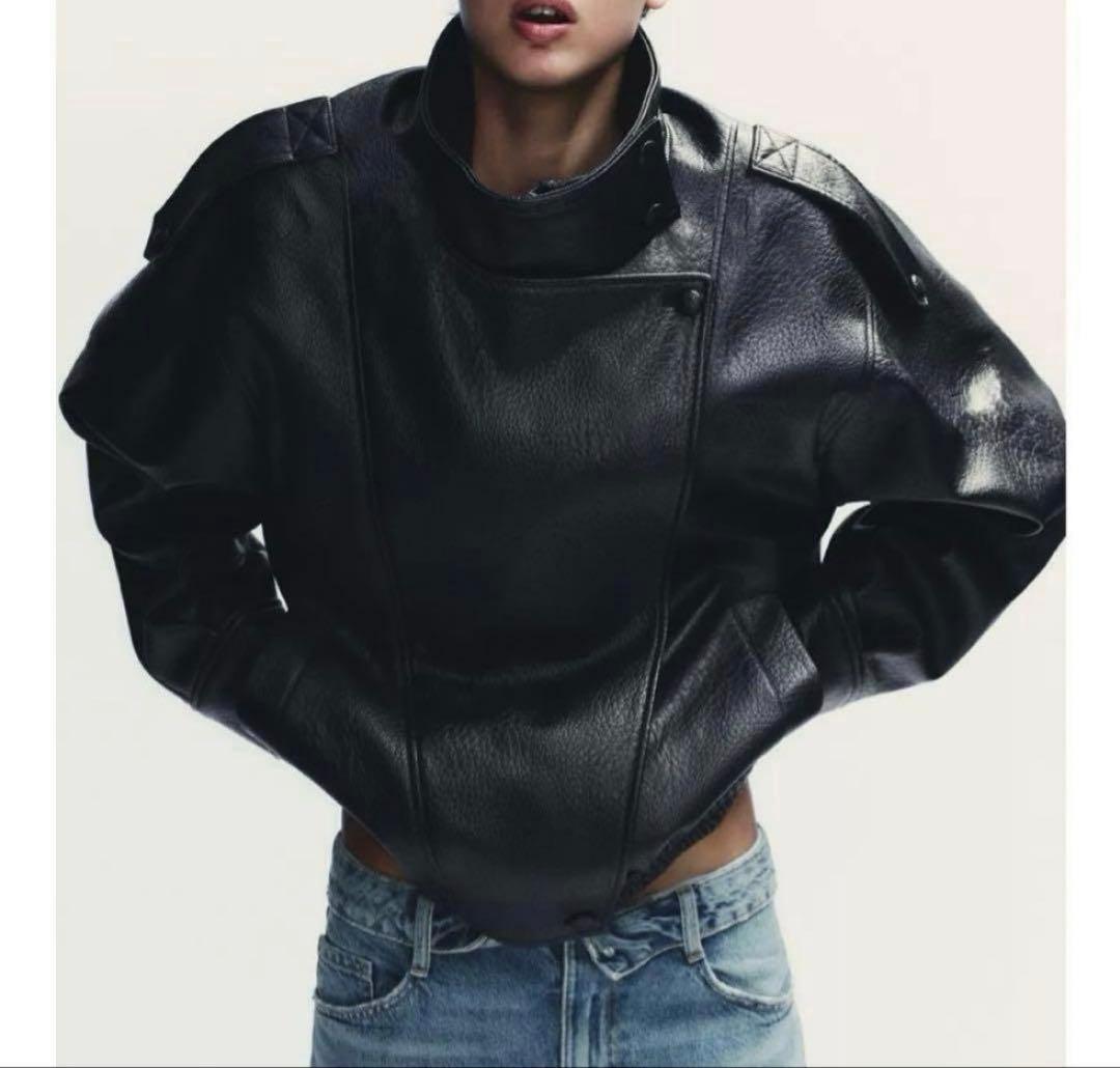 ZARA フェイクレザージャケット　ブラック　新品未使用