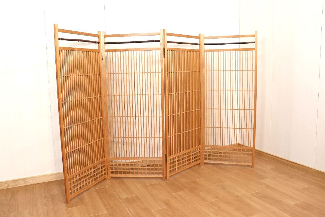 とんちゃん 激安　職人が作った四面組子屏風　パーテーション
