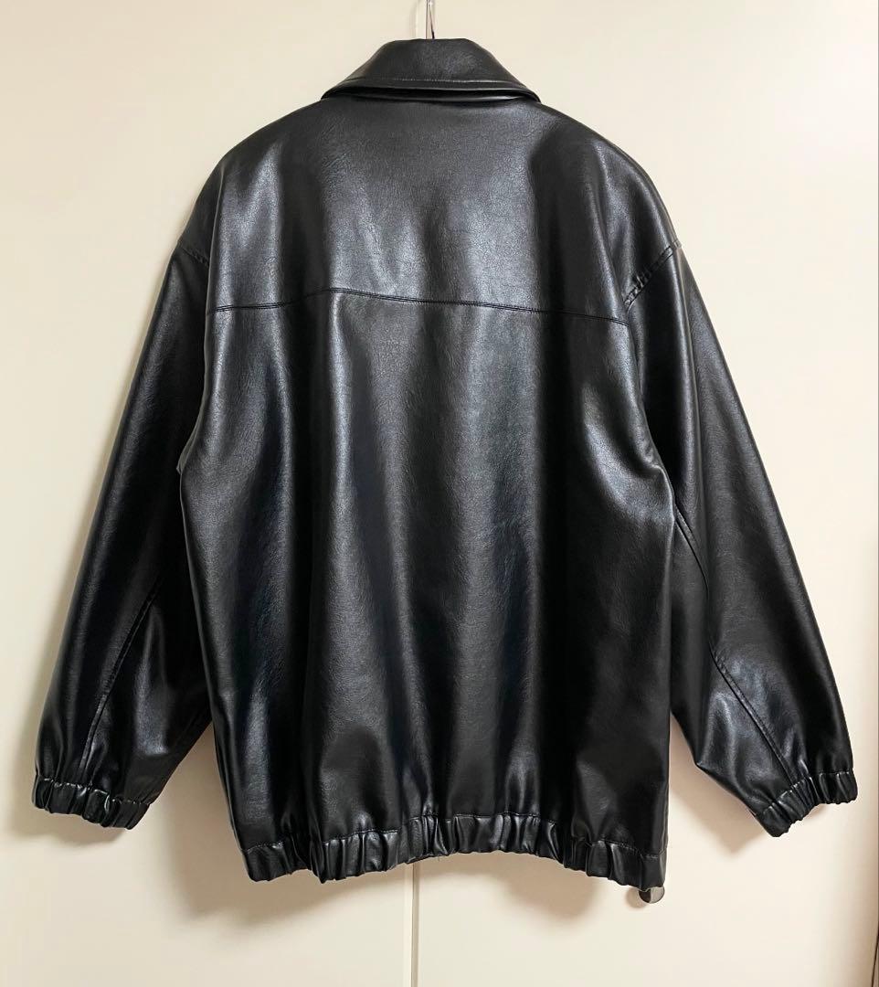 Ray BEAMS フェイクレザー フライト ジャケット 黒 レイビームス