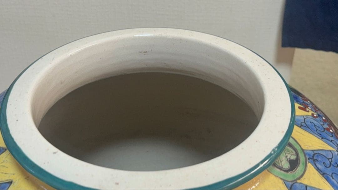 時代　仁清造　武士紋　大壺　色絵　アンティーク　送料込み260202