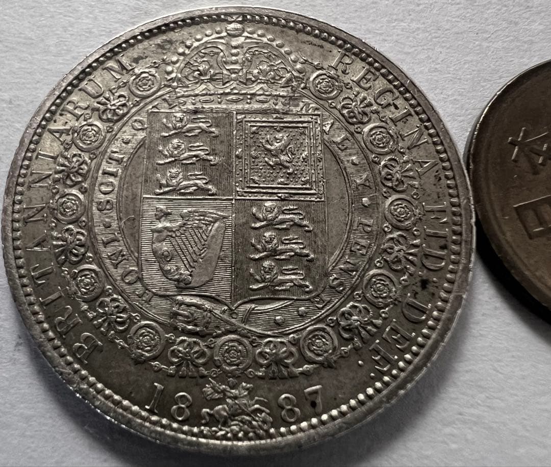 j*i様 1887年 英国　ヴィクトリア女王 ハーフクラウン銀貨　ハイグレード
