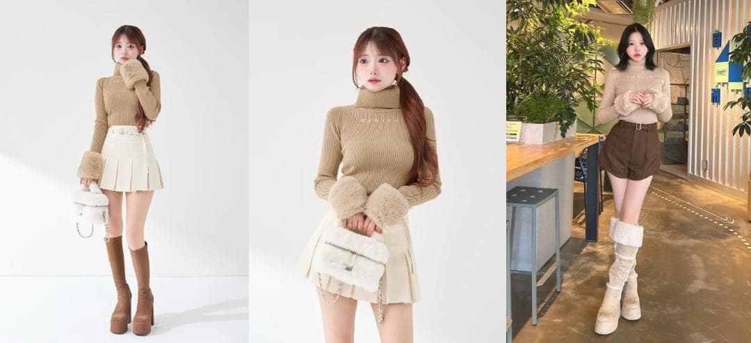 ダーリッチ darich スムースファーリブニットトップス アイボリー IVO