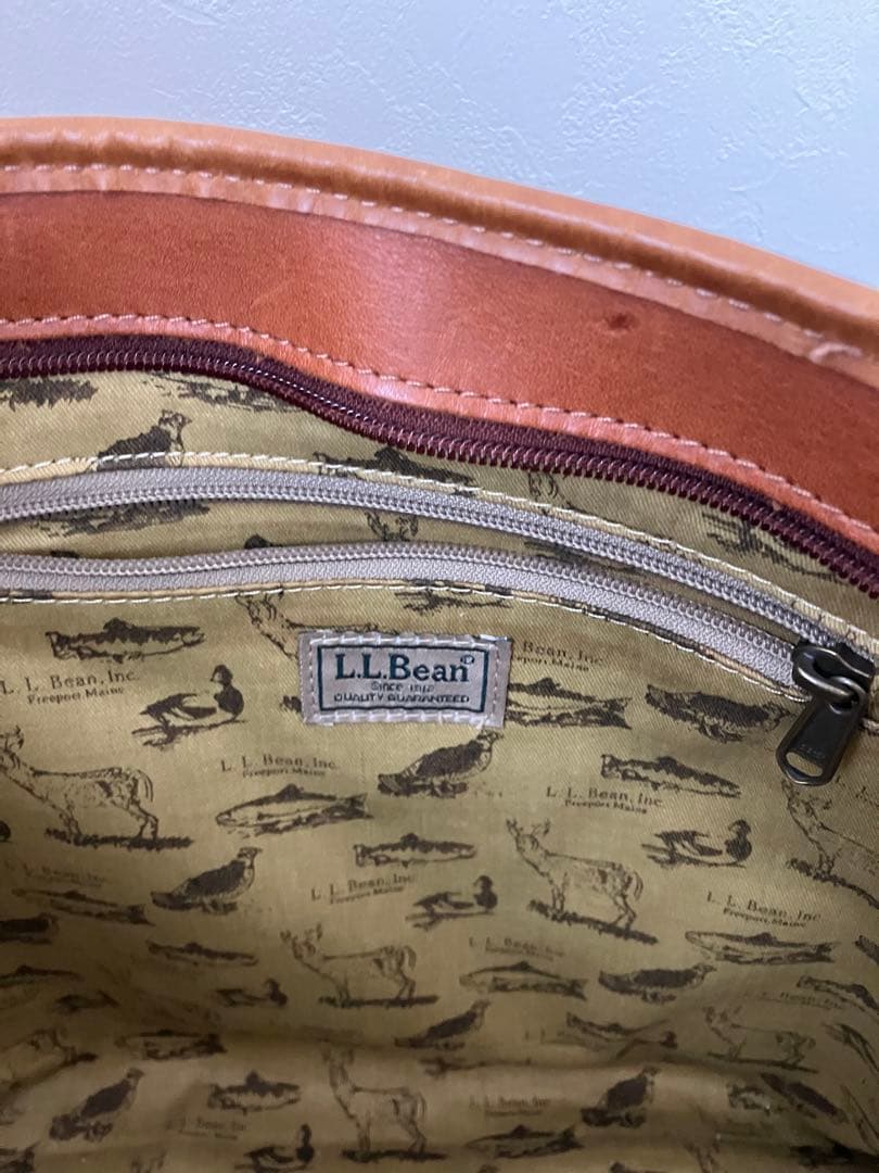 L.L.Bean トートバッグ レザー 本革 ブラウン 内側総柄