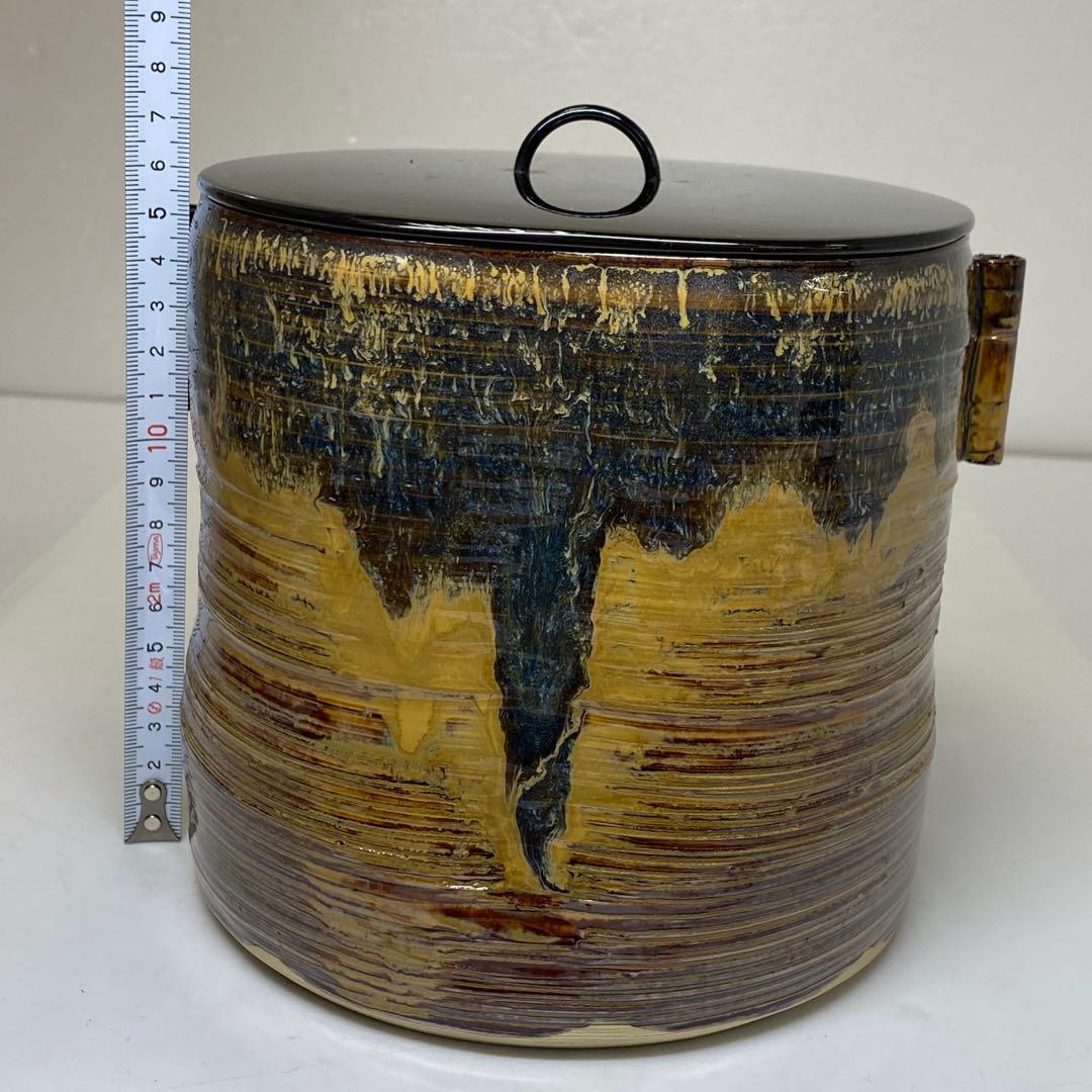 出来良 亀井楽山 高取管 耳水指 共箱 高さ28cm 東キ7-1114☆2F