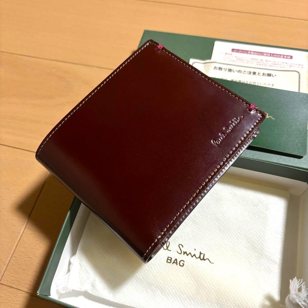 Paul Smith 超超激レア　初代コードバン　折り財布　新品　赤茶　総馬革