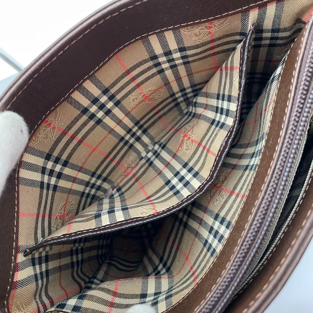 高級　バーバリー　ノバチェック シャドーホース　レザー　ハンドバッグ