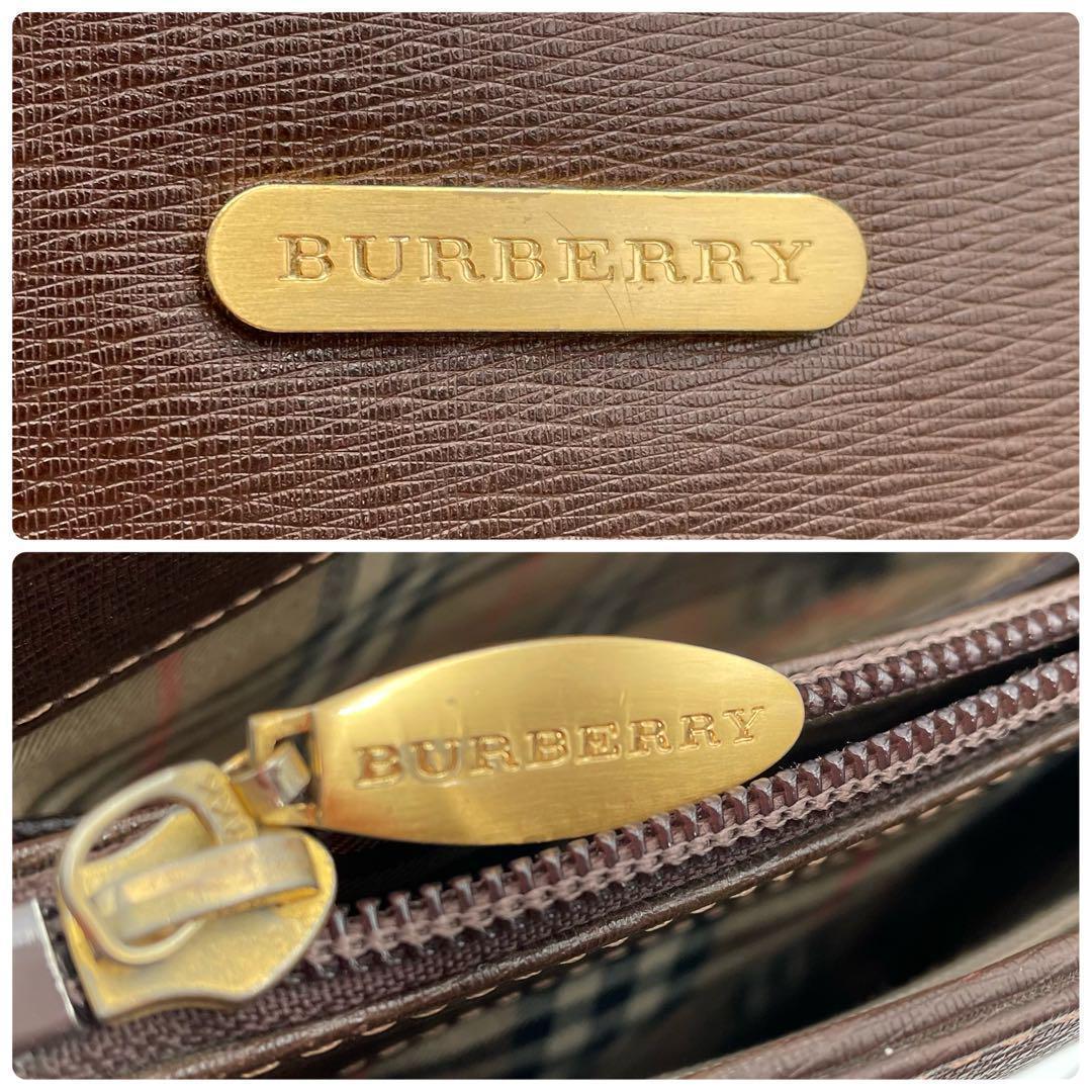 高級　バーバリー　ノバチェック シャドーホース　レザー　ハンドバッグ