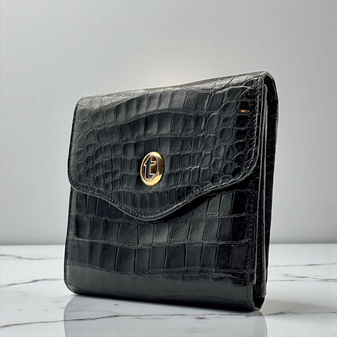 希少✨a.testoni テストーニ クロコダイル レザー マット加工 三つ折り