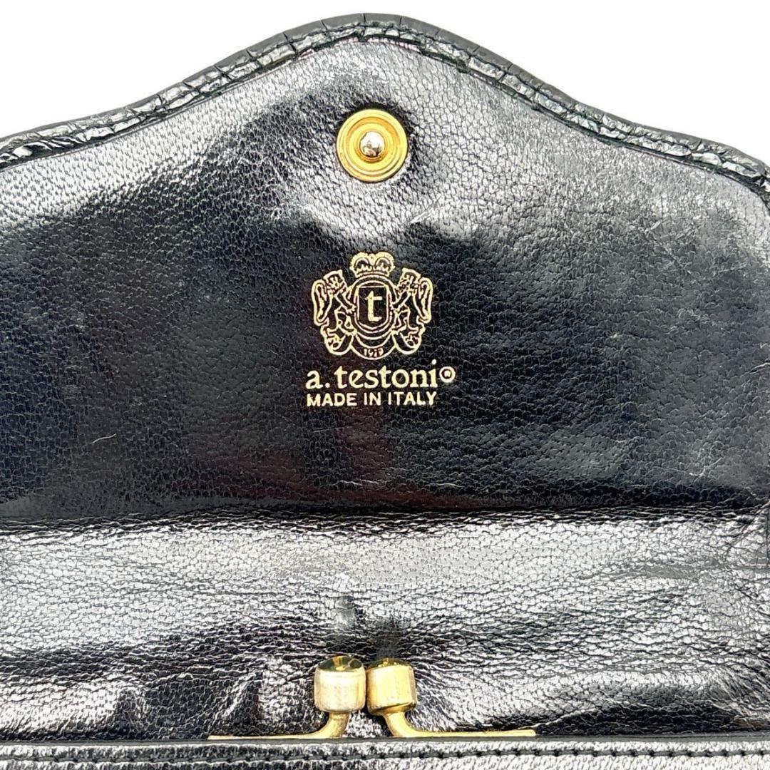 希少✨a.testoni テストーニ クロコダイル レザー マット加工 三つ折り