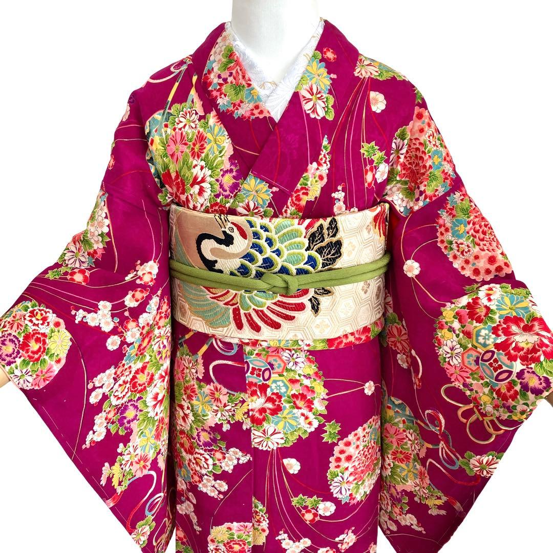 花車 花薬玉 ジュニア アンティーク着物 昭和レトロ 大正ロマン NO