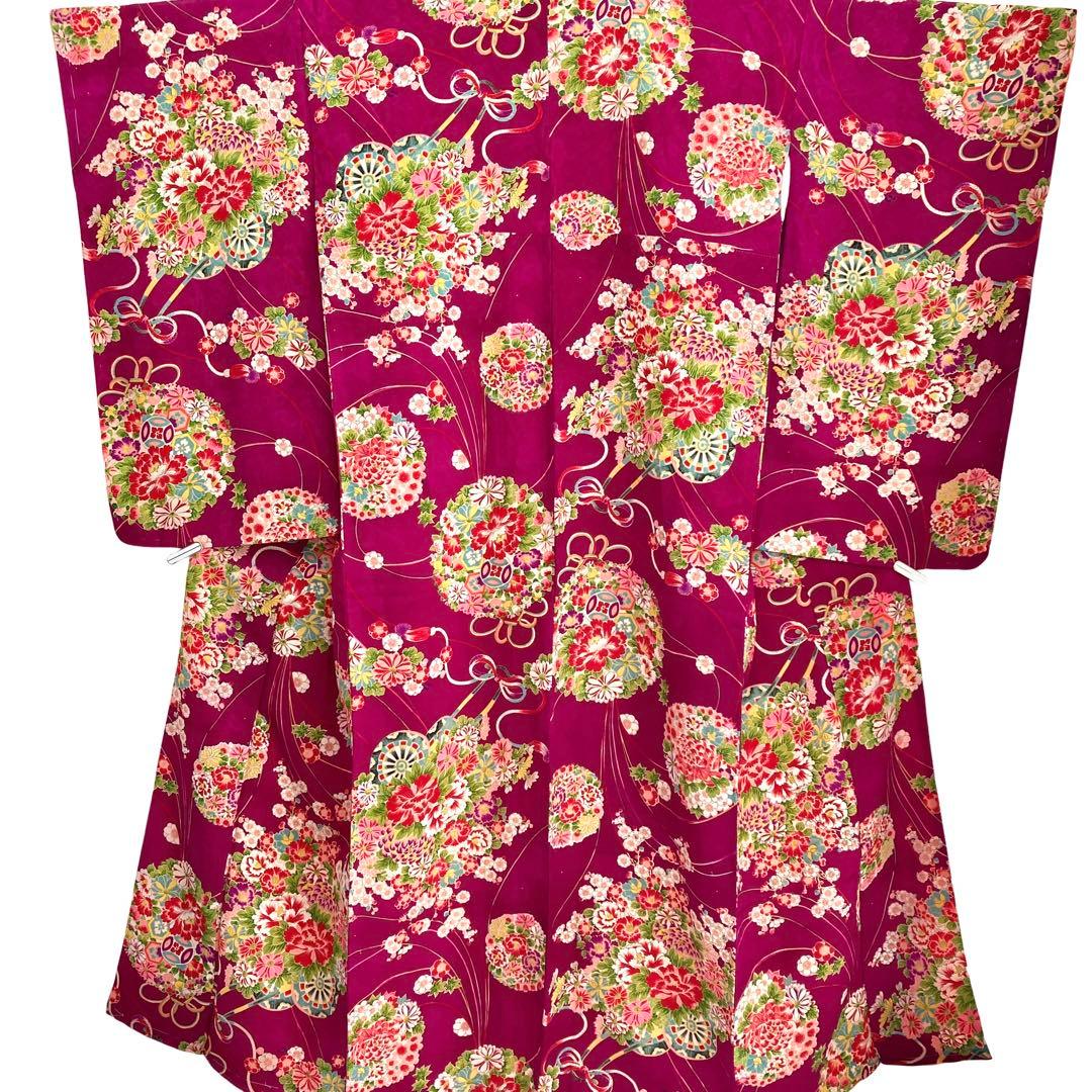 花車 花薬玉 ジュニア アンティーク着物 昭和レトロ 大正ロマン NO