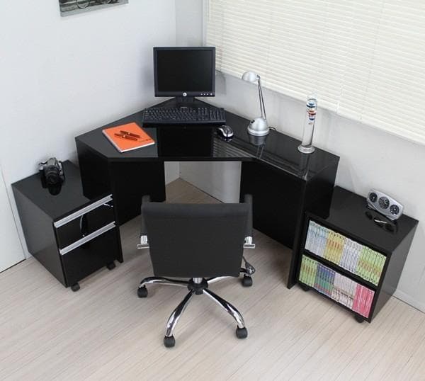 《新品・送料無料》《日本製》高級ブラック鏡面 ハイタイプ デスク3点セット