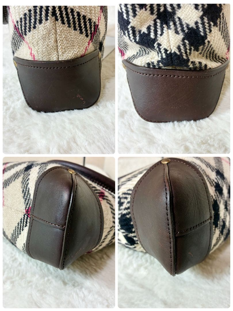 バーバリー ワンショルダーバッグ メガチェック レザー ウール ゴールド金具