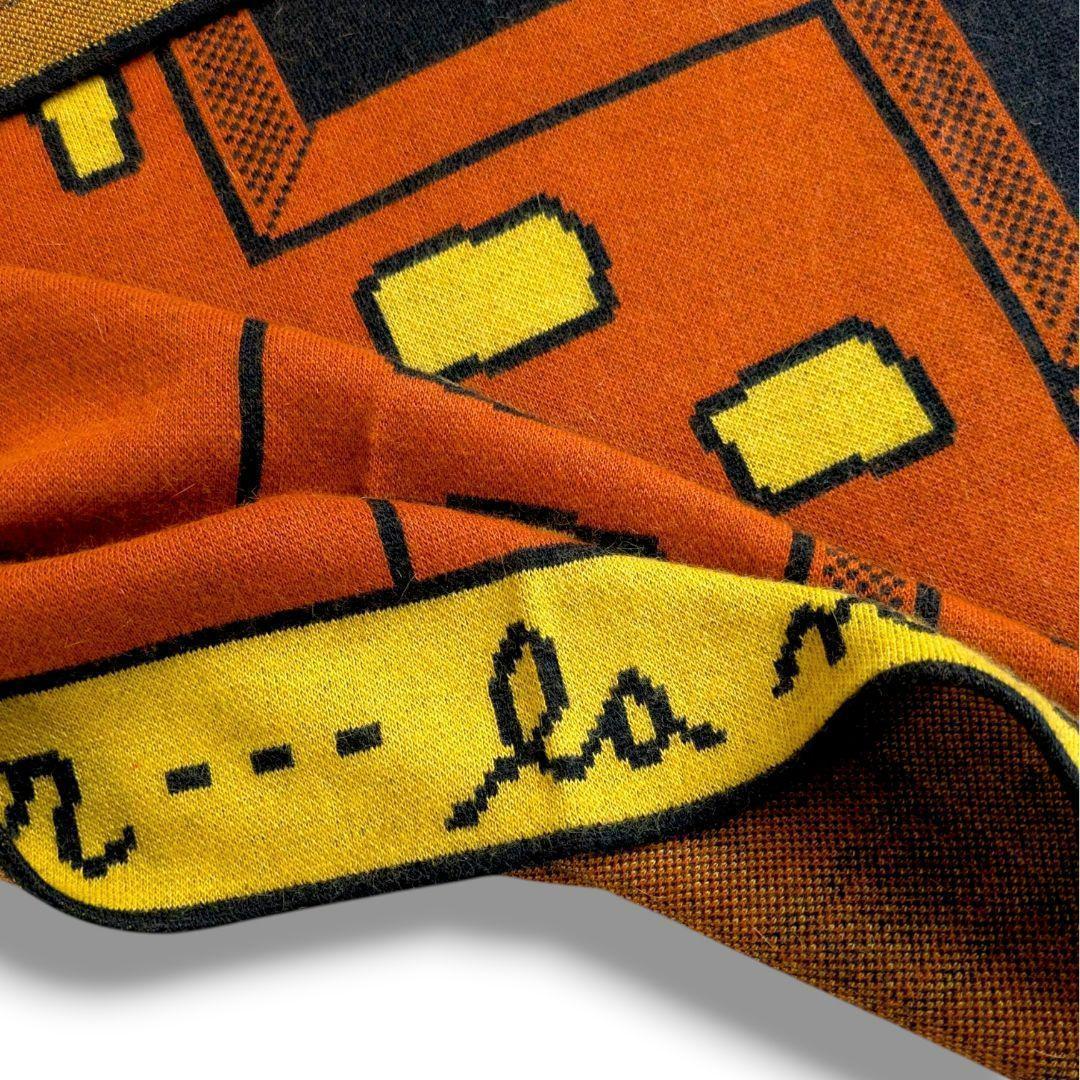 希少 カステルバジャック アート柄 大判ストール ひざ掛け 壁アート オレンジ