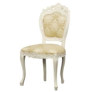 アンティーク調猫足ダイニングチェア 【肘なし】 木製 ホワイト 【完成品】