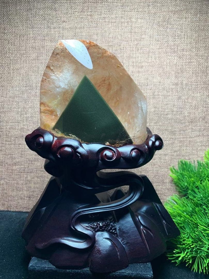 ⭐︎【極上品】天然 グリーン ガーデン クォーツ 置物 688g