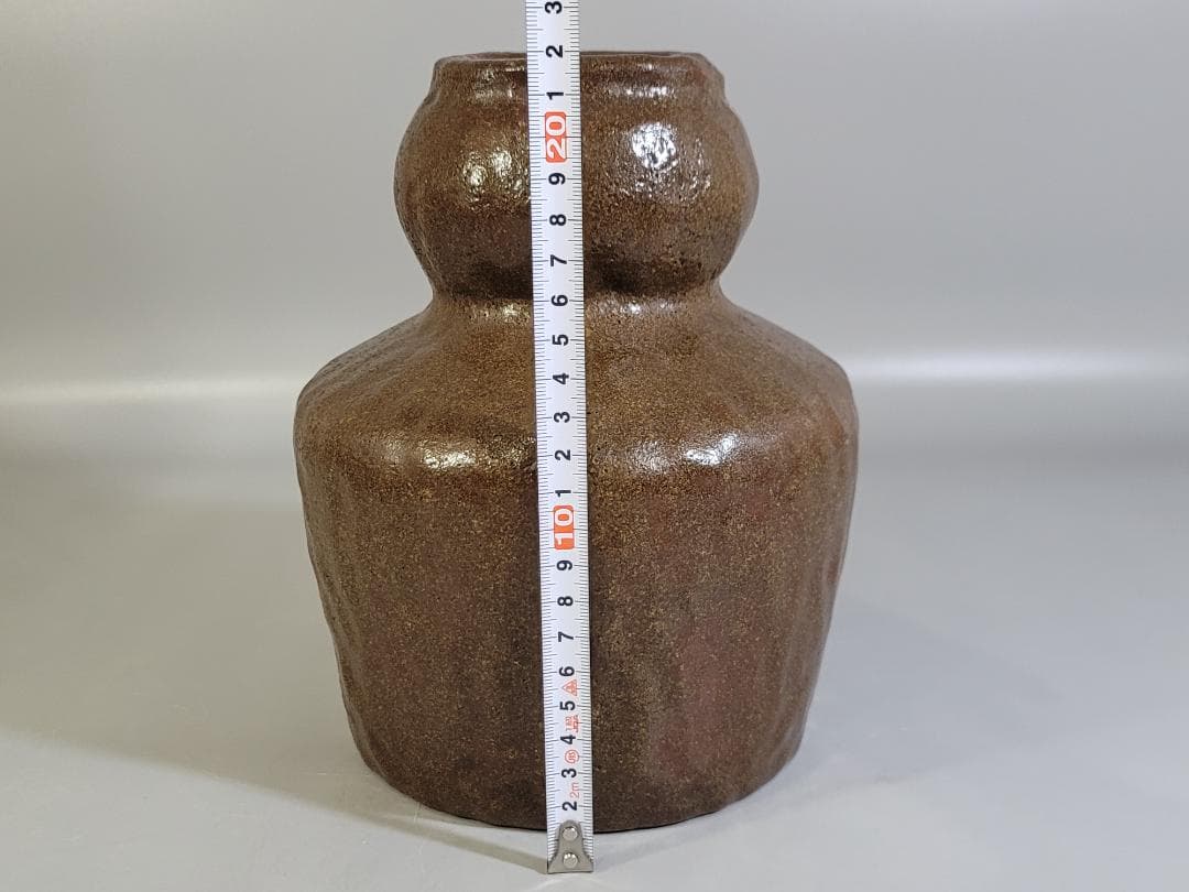 茶道具 初代 小川長楽作 瓢花生 二代識箱 美品 DT418