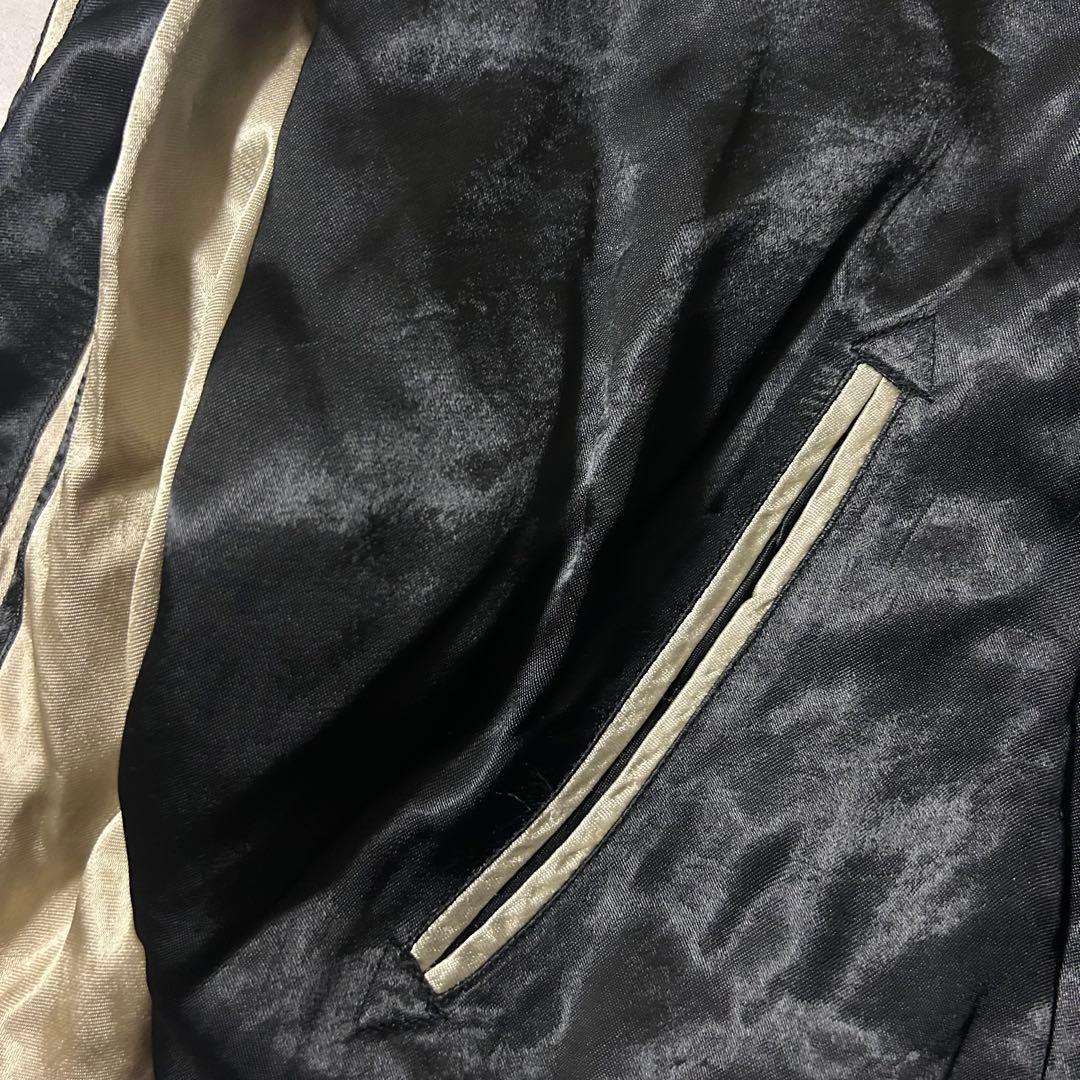 美品 サトリ スカジャン リバーシブル XXL 蓮 ガネーシャ 仏教 刺繍 黒