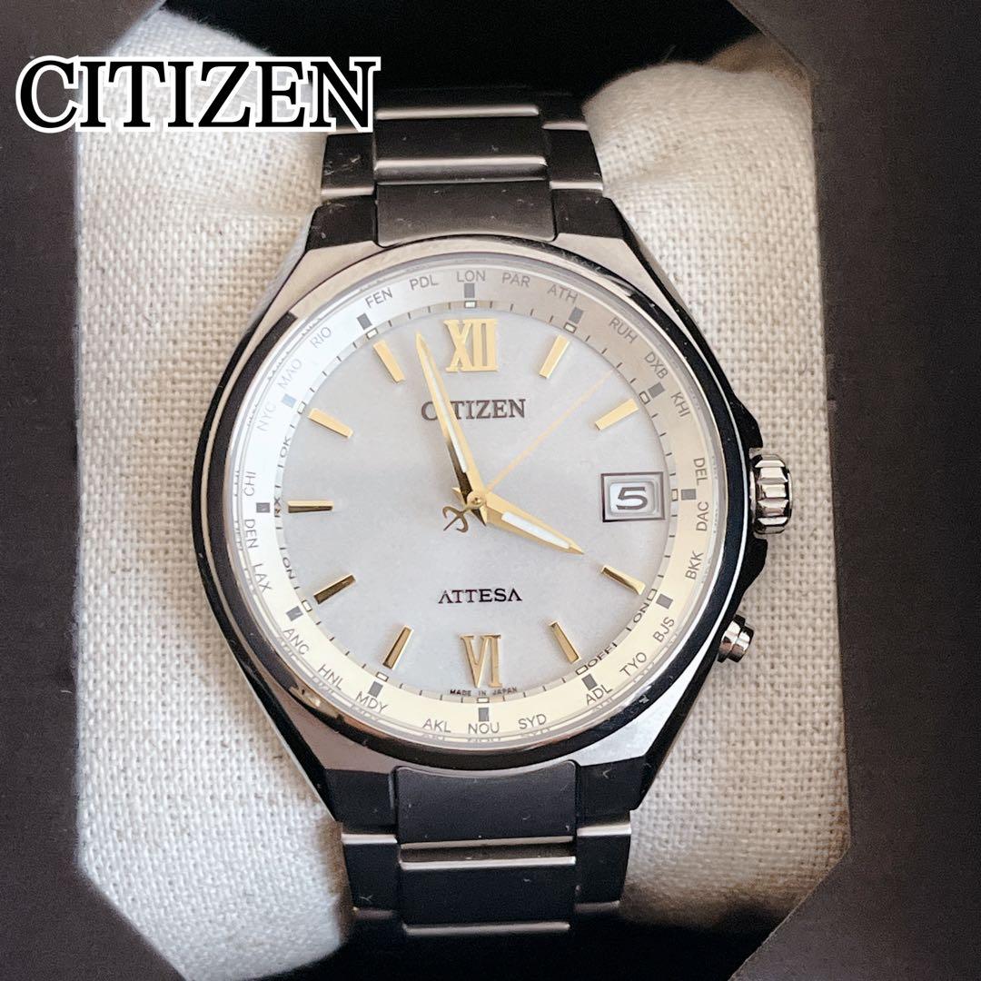 【美品】 シチズン アテッサ エコドライブ メンズ腕時計 CB1120-50C