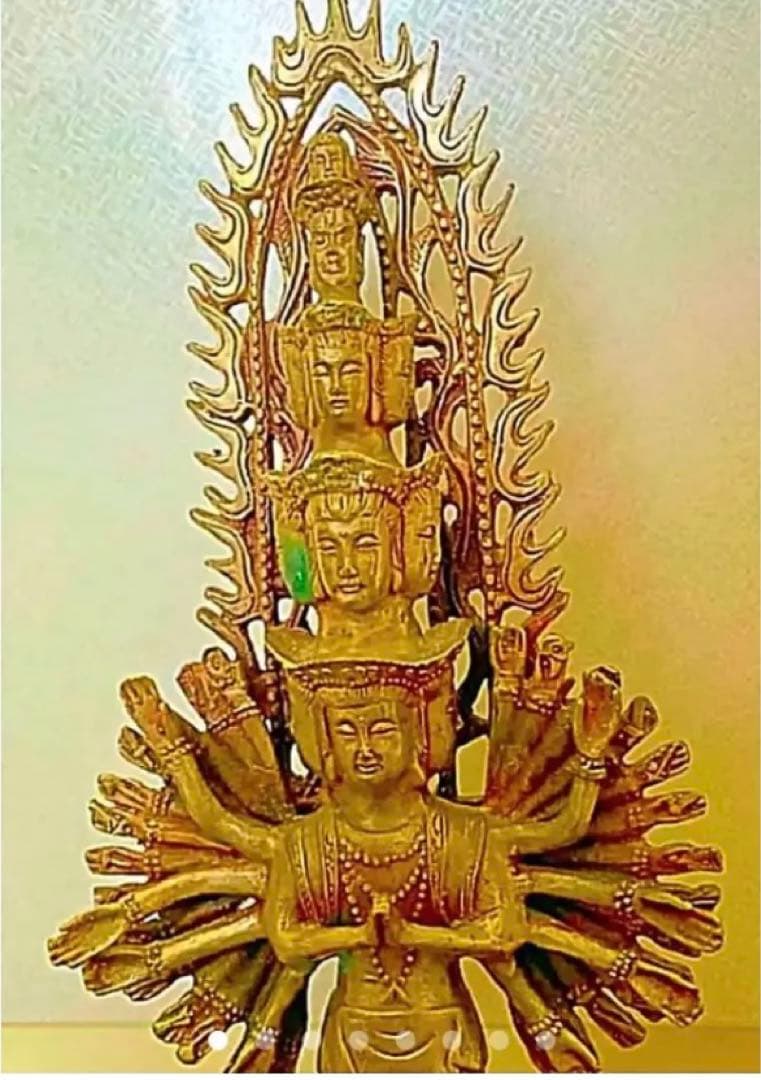 金運爆上げ　人生変わります！秘仏！明朝時代チベット縦35cm純銅製千手観音