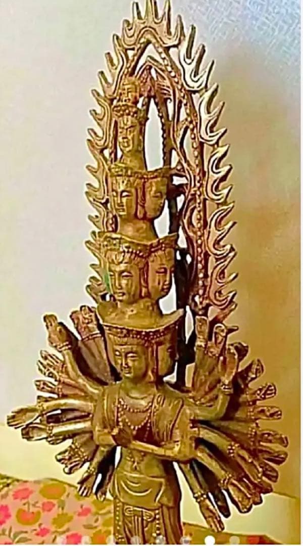 金運爆上げ　人生変わります！秘仏！明朝時代チベット縦35cm純銅製千手観音