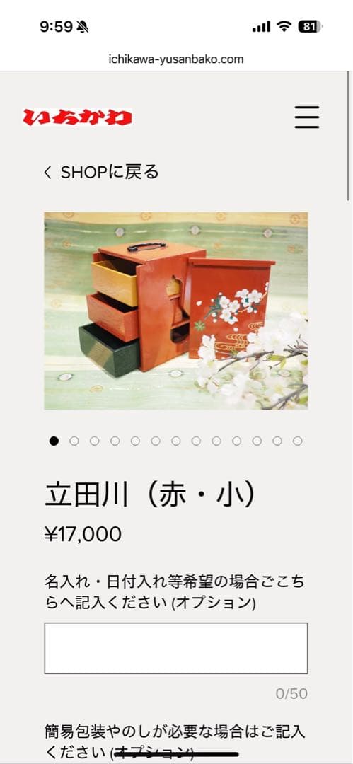 遊山箱（ゆさんばこ）　弁当箱　徳島県　重箱　立田川　桜枝　紅葉　流川