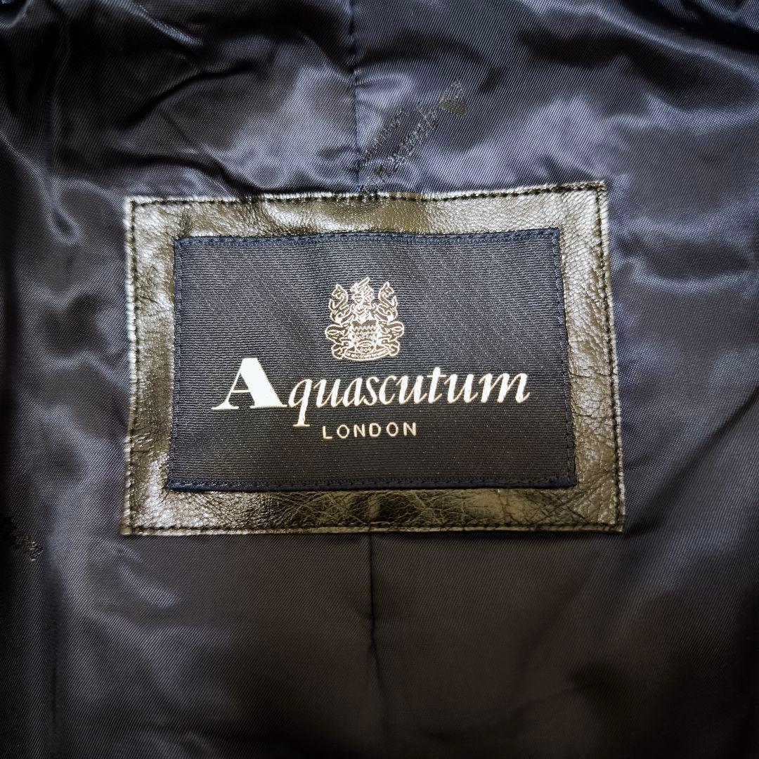 極美品アクアスキュータム 2way ダウンライナー チェスターコート 紺 42