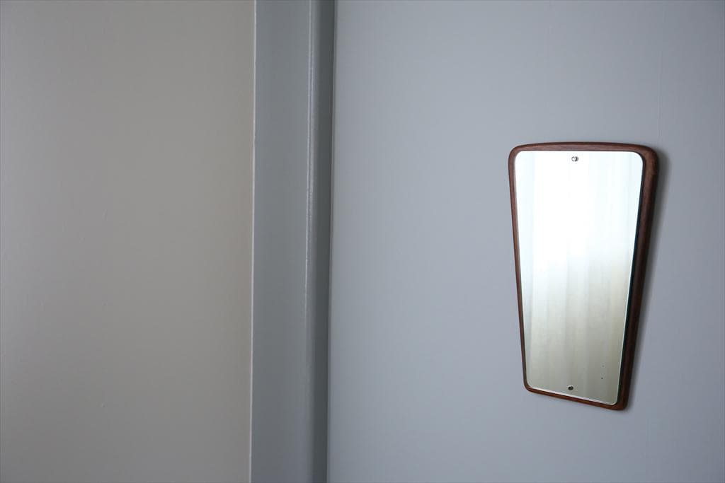 英国アンティークチーク古木ウォールミラー/木製壁掛け鏡/立鏡/姿見(92-43)