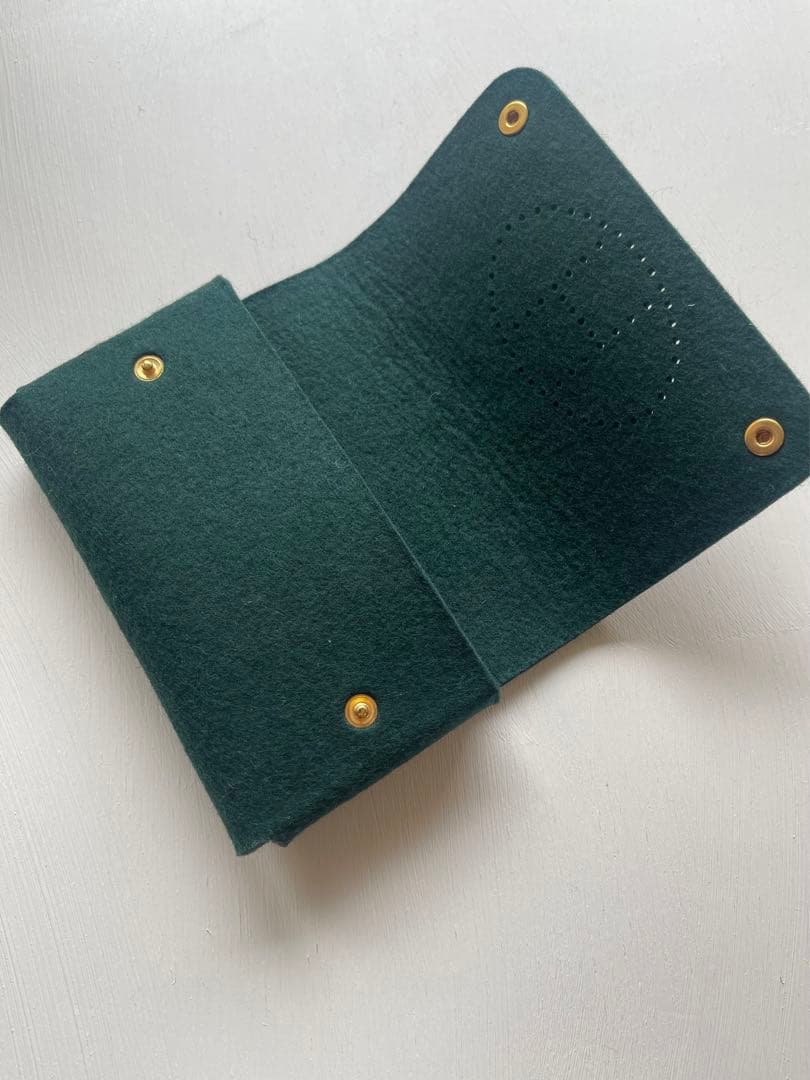 HERMES エルメス フェルト トランプケース ポーチ ダークグリーン
