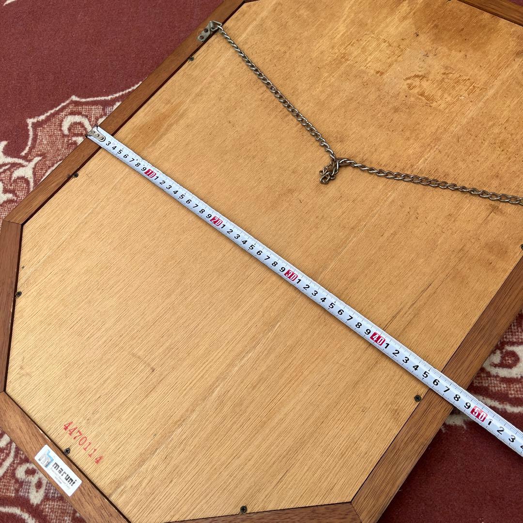 高品質 ◾️maruni マルニ オーク材 木製フレーム 八角形 壁掛けミラー 鏡