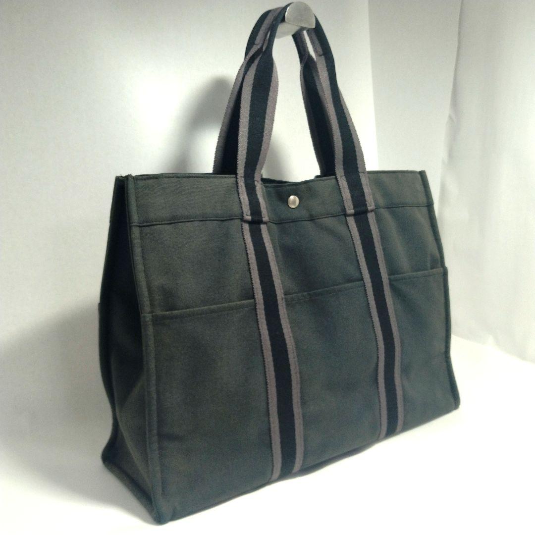 エルメス HERMES フールトゥ GM キャンバス トートバッグ ブラック 黒