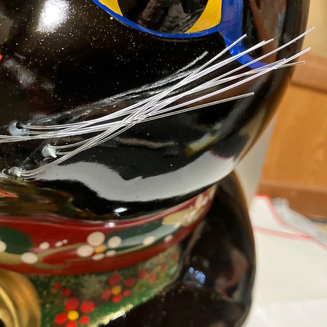 レトロ　招き猫　黒　貯金箱　超特大　(25)