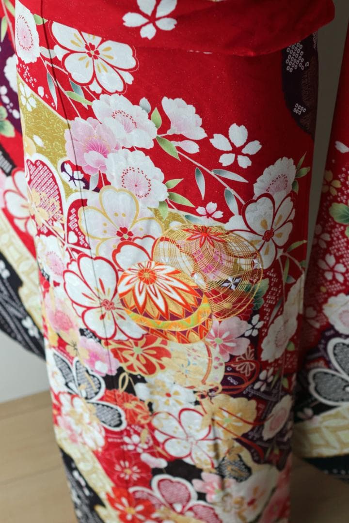 振袖フルセット 成人式 振袖セット 赤 金彩 古典柄