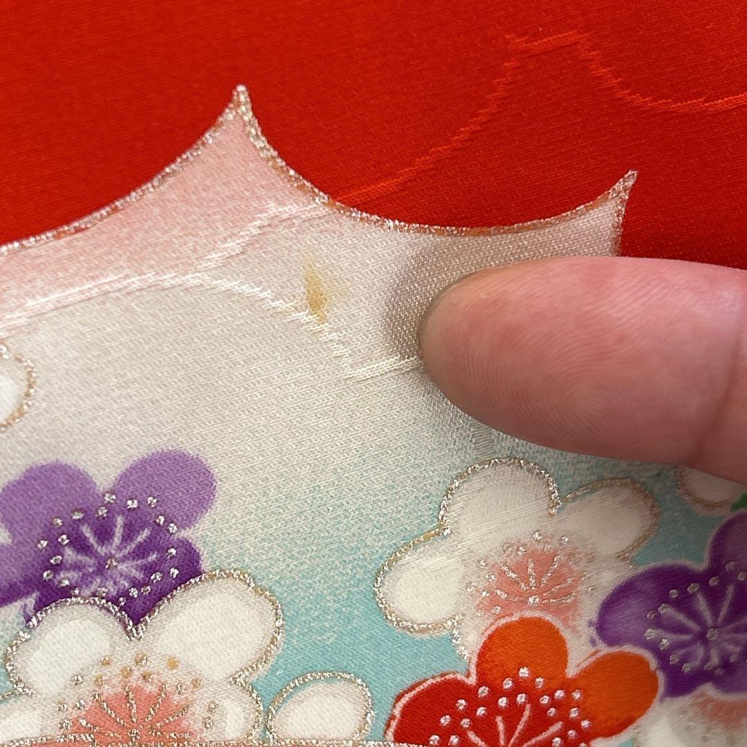 七五三　7歳　女の子　着物フルセット　小物セット　赤×黒♡すぐ着れます　5241