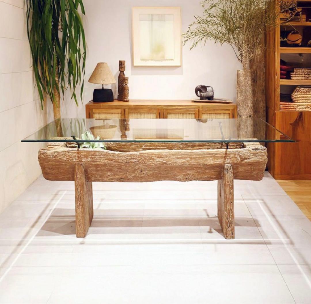 KAJA カジャ 古木ガラス ダイニングテーブル 幅約150cm