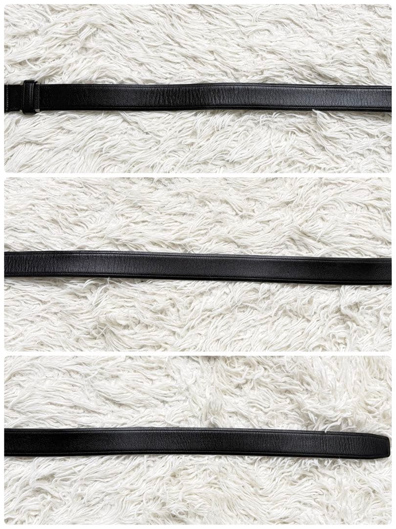 美品　バーバリー　スクエアバックル　ガチャベルト　ブランドネーム刻印　レザー　黒