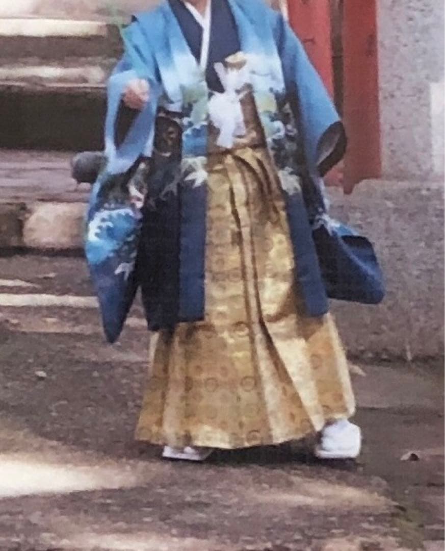 七五三用　伝統着物 羽織 袴 小物 金 黒 鷹 松