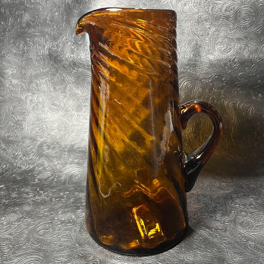 ☆アンティーク☆花瓶☆水差し☆存在感増し増しの琥珀色☆アンバーガラス☆