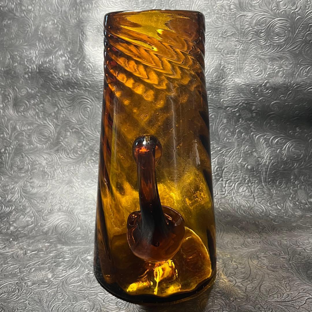 ☆アンティーク☆花瓶☆水差し☆存在感増し増しの琥珀色☆アンバーガラス☆