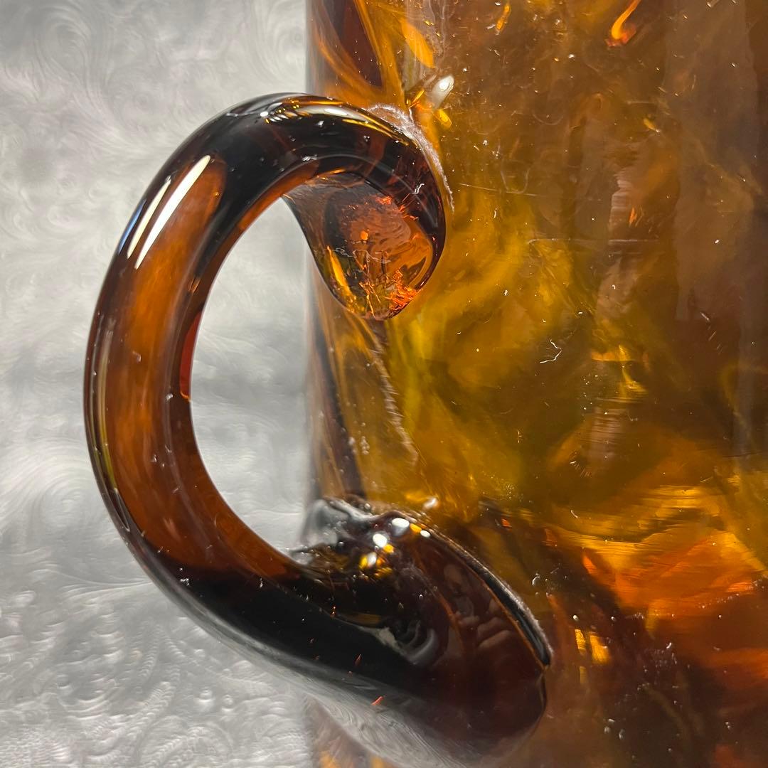 ☆アンティーク☆花瓶☆水差し☆存在感増し増しの琥珀色☆アンバーガラス☆