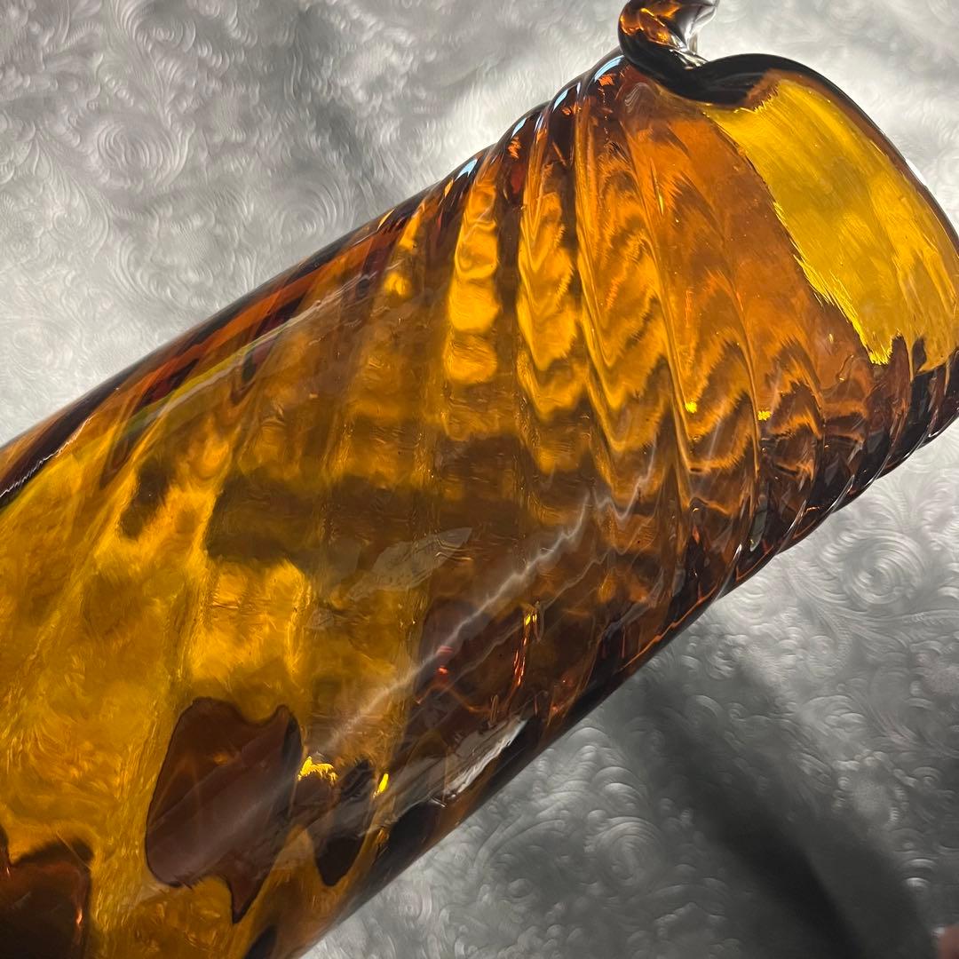 ☆アンティーク☆花瓶☆水差し☆存在感増し増しの琥珀色☆アンバーガラス☆