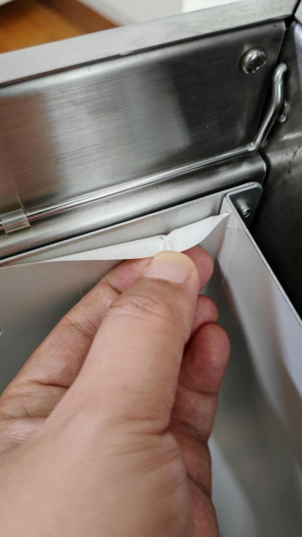 美品　【希少デザイン】ステンレスダストボックス／ゴミ箱 無垢材製天板付き