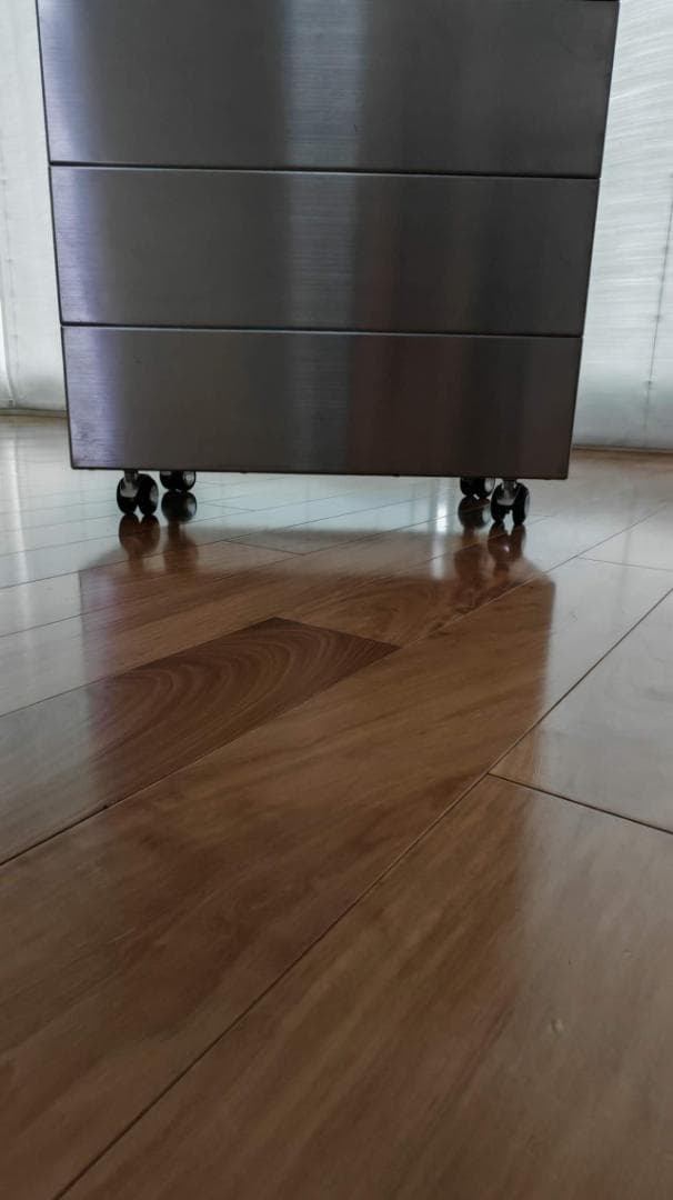 美品　【希少デザイン】ステンレスダストボックス／ゴミ箱 無垢材製天板付き