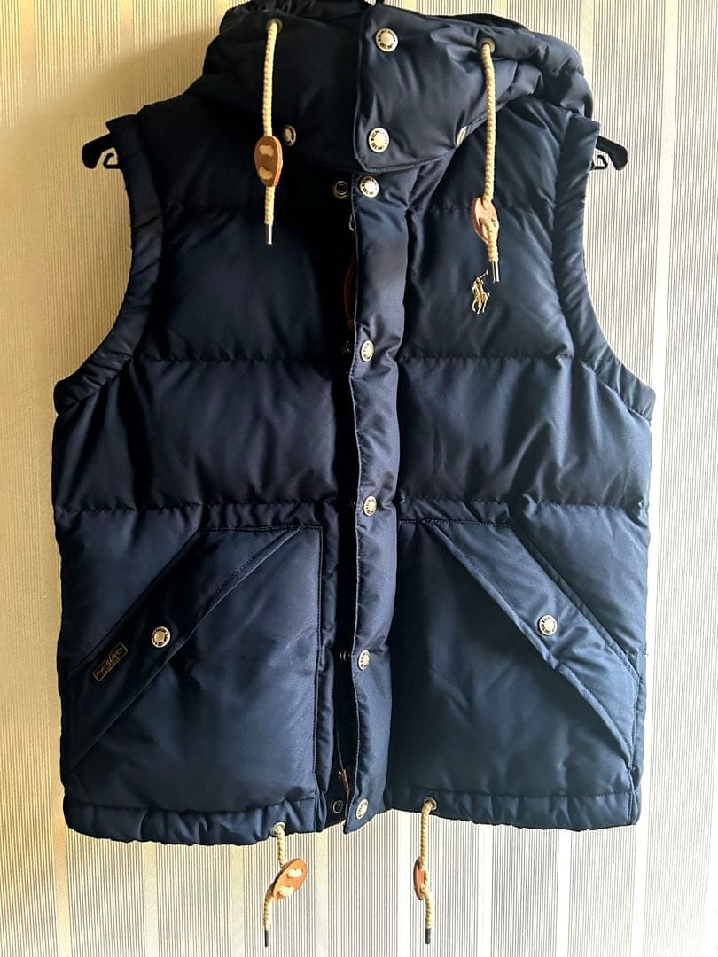 ポロ・ラルフ・ローレン フード付きダウンベスト ネイビー　【新品同様】美品