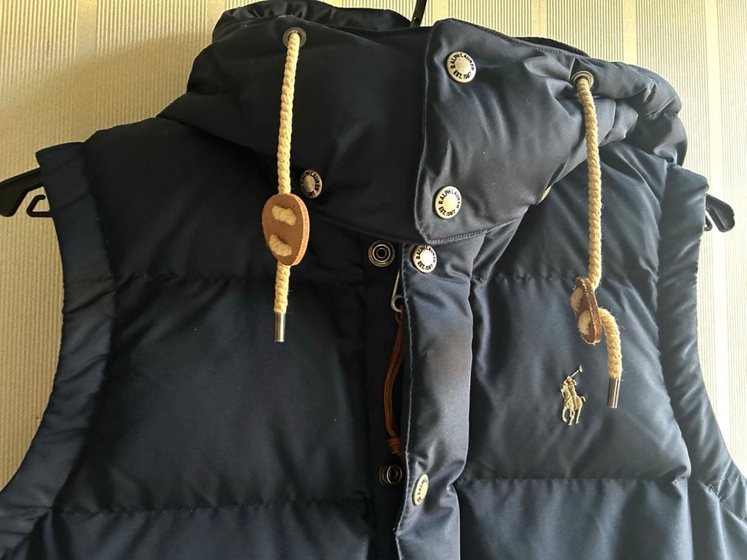 ポロ・ラルフ・ローレン フード付きダウンベスト ネイビー　【新品同様】美品