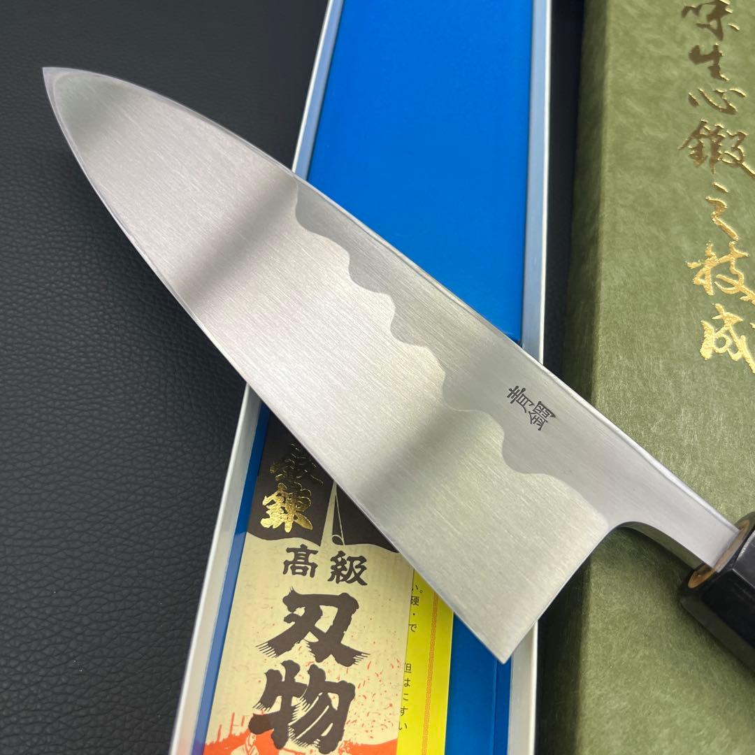 ★新品送料込★堺打刃物青鋼出刃包丁180mm水牛八角柄マチ磨き裏押し右片刃化粧箱