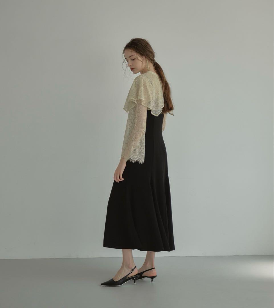 【新品タグ付】ANDRESD アンドレスド　レイヤードヤープドレス　S 黒