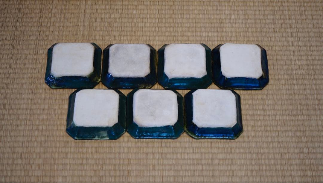 加藤作助 造 菊文 隅切小皿 7客 懐石料理道具 向付